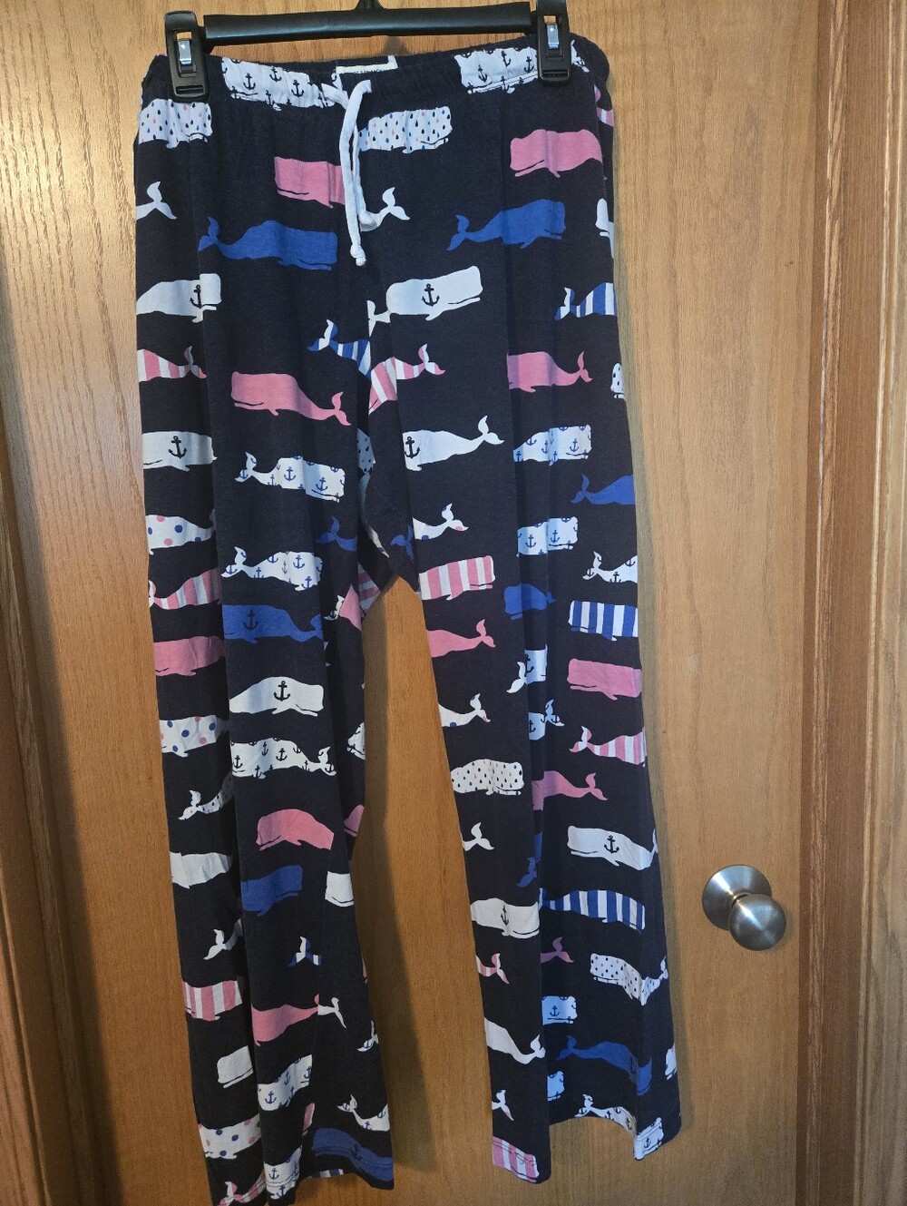 Woman Or Kids Navy Whale-Print Pajama Pants - Pink, Blue & White